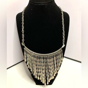 Silver chime bib necklace